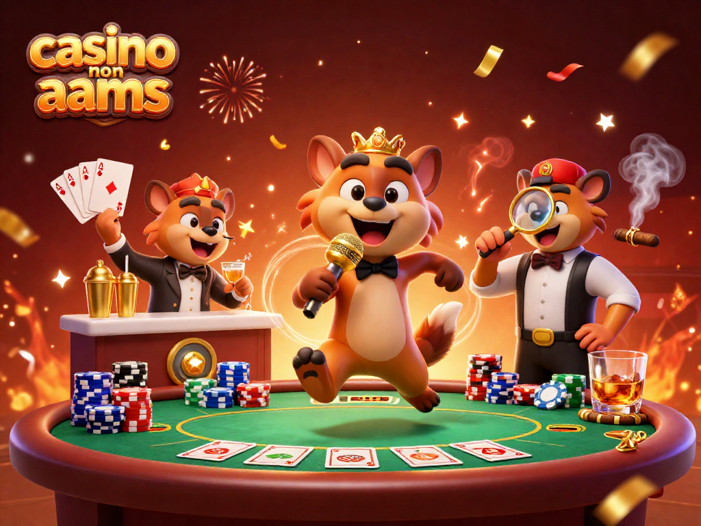 Immagine vivace di un club di casino non aams con iene che animano, tra cocktail e poker.