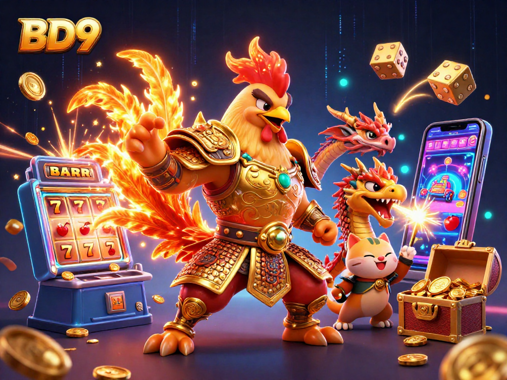 Immerse in BD9's exciting world with cartoon warriors alongside slots, jackpots, and winnings!
