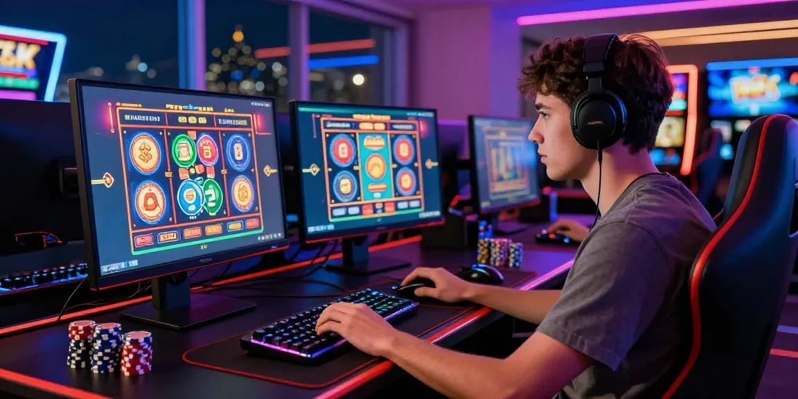 Player enjoying slot depo 5k games in a vibrant online casino atmosphere.
