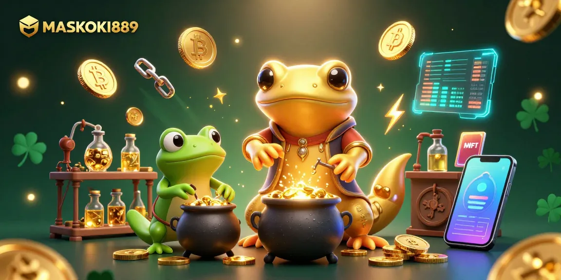 Explore the exciting world of MASKOKI889 with 3D cartoon characters in a vibrant casino scene.