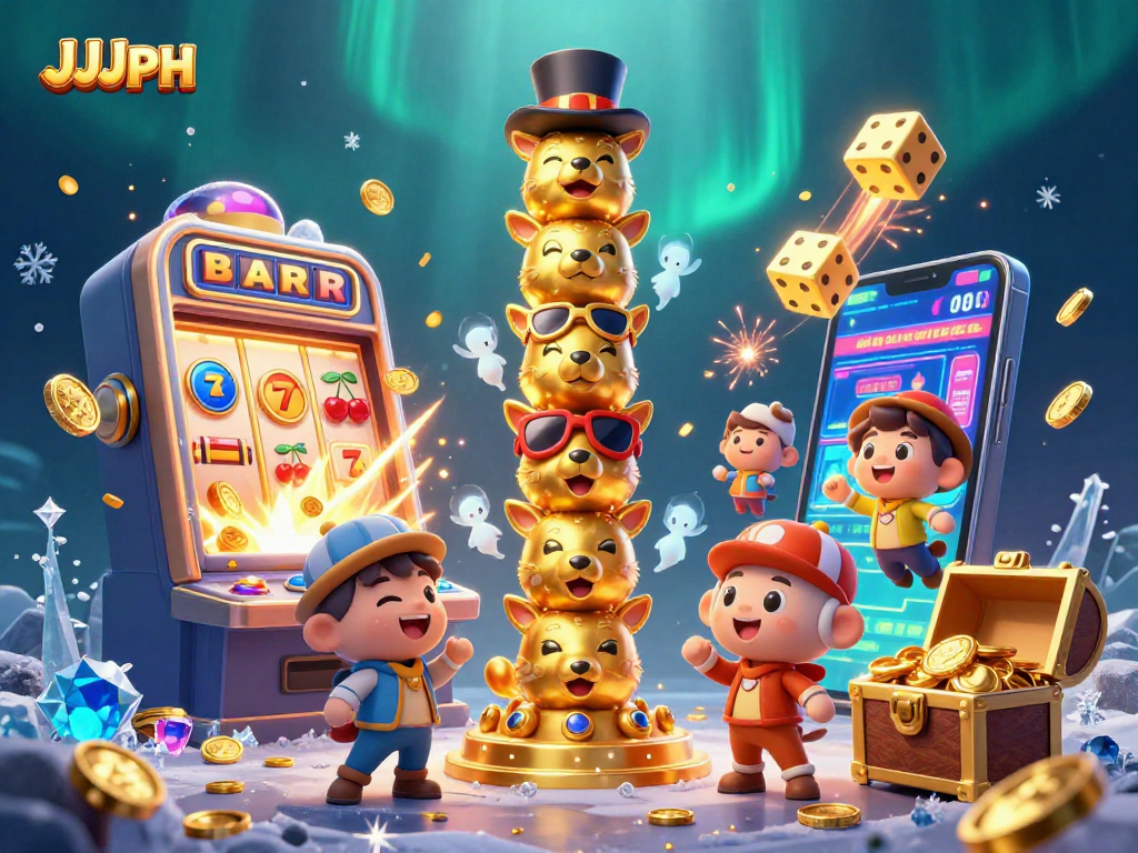 Sumali sa kapana-panabik na JJJPH casino habang bumubulwak ang mga simbolo ng jackpot at saya sa paligid ng totem pole.