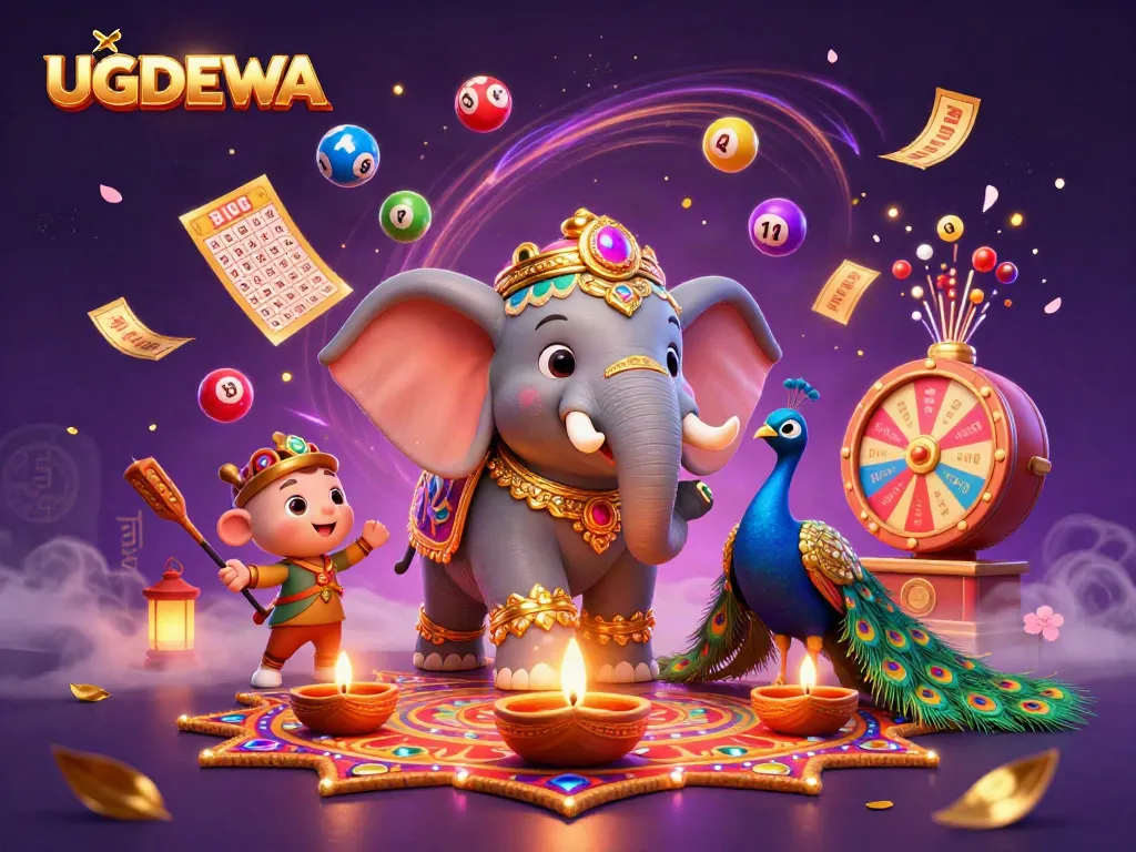Play the lottery with UGDEWA, where colorful numbered balls dance in vibrant excitement!