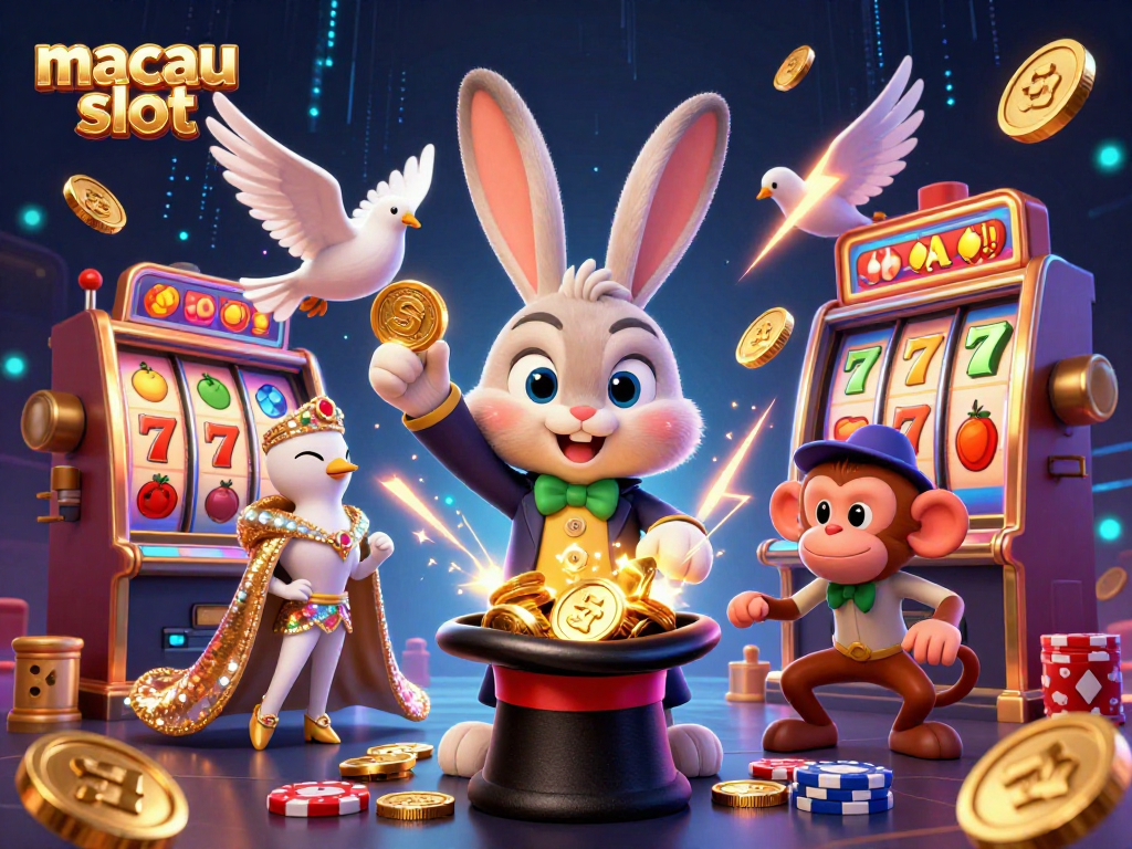 Putaran slot macau yang menghadirkan koin emas dan permainan menarik di kasino.