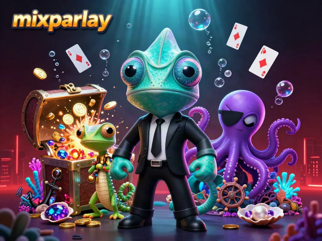 Experience thrilling mixparlay betting with vibrant underwater action and dynamic casino elements.