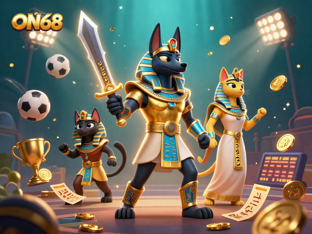Experience wins at ON68 with dynamic gaming action featuring vibrant 3D casino elements.