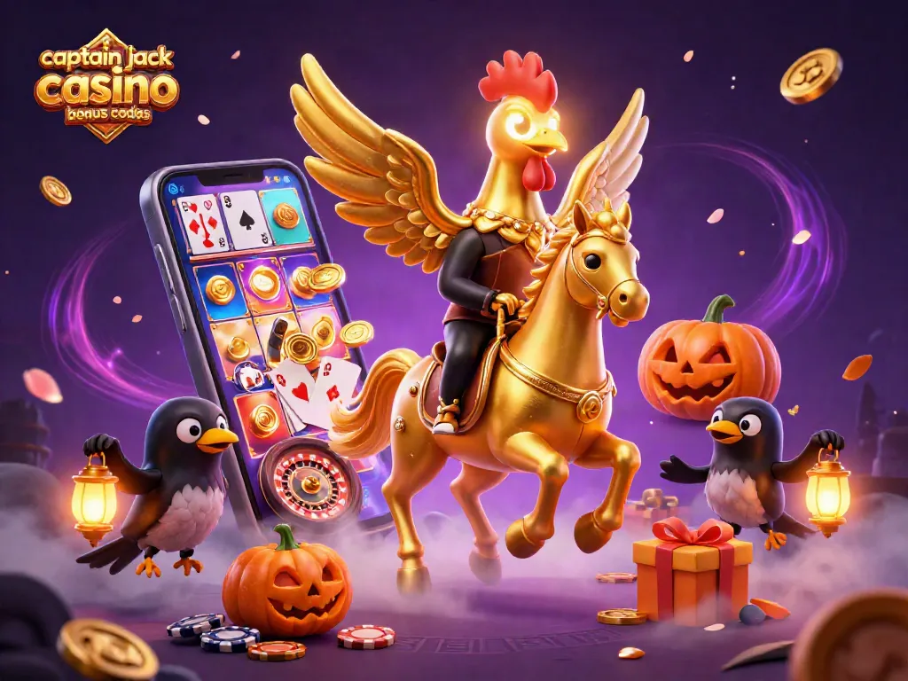 Spin and win with captain jack casino bonus codes in a vibrant 3D casino scene featuring animated characters.