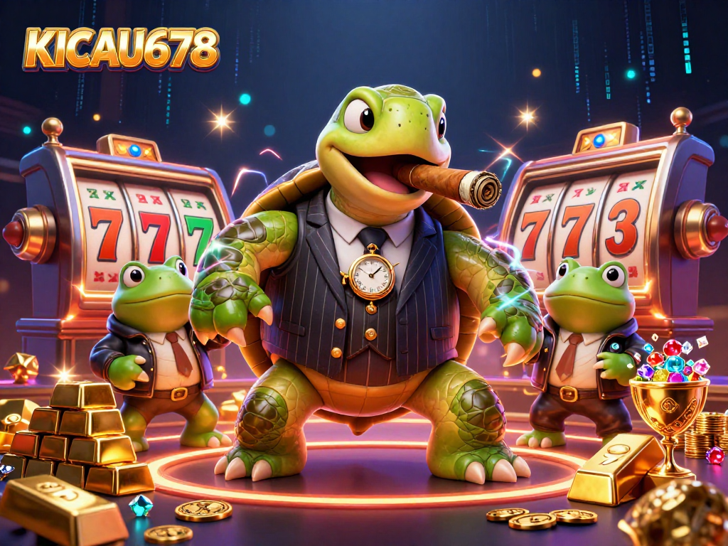 KICAU678 showcases a vibrant 3D gambling scene with historical elements and lively characters.