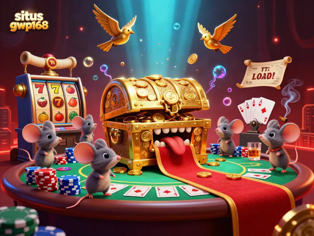 Gambaran menarik situs gwp168 bersama karakter harta karun dan mesin slot yang menggoda pemain.