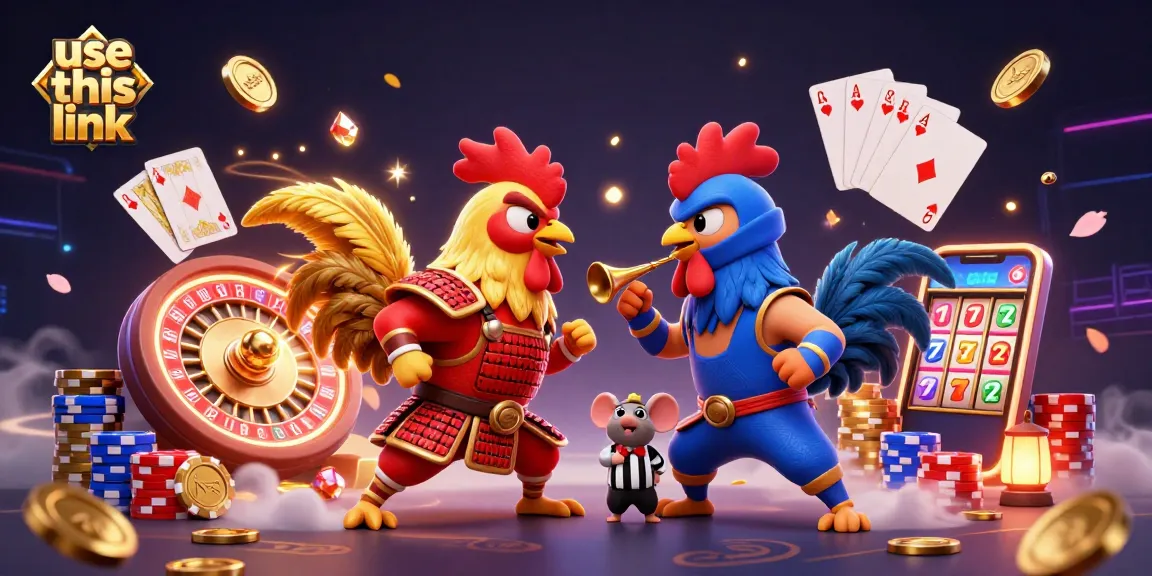 Engage with thrilling action in use this link as roosters battle amid dazzling casino elements.