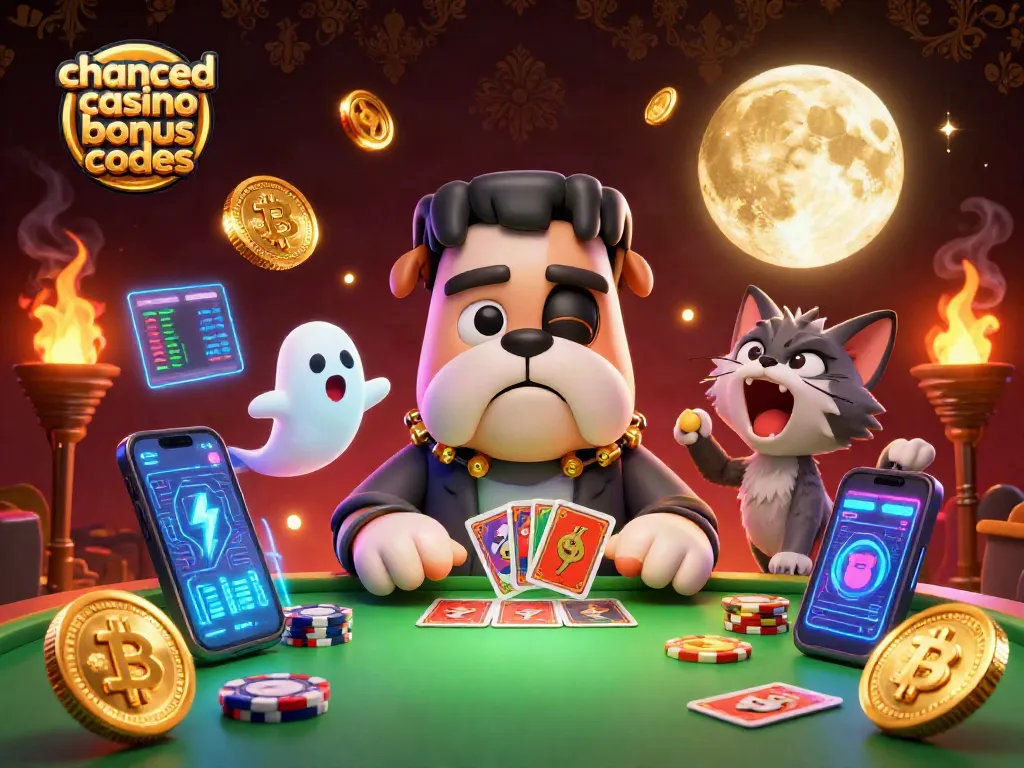 Experience thrilling gameplay with chanced casino bonus codes while enjoying a spooky card game scene.