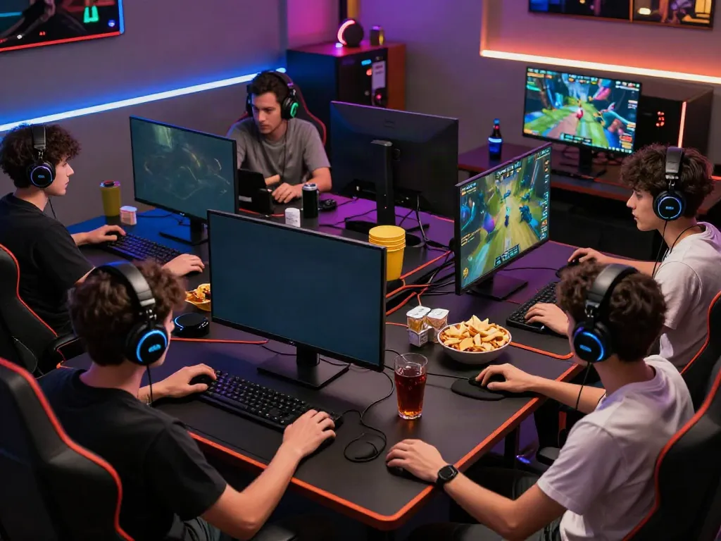 Diverse players enjoying an exciting gaming session on batman138 platform with modern accessories.