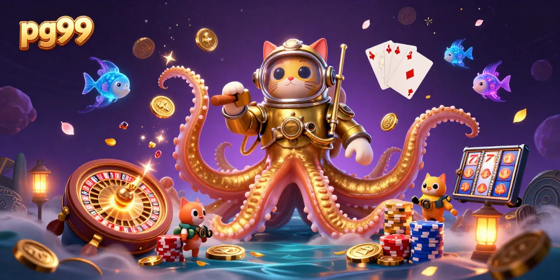 Experience thrilling excitement with pg99's colossal kraken and vintage diving cat amidst cascading winnings.