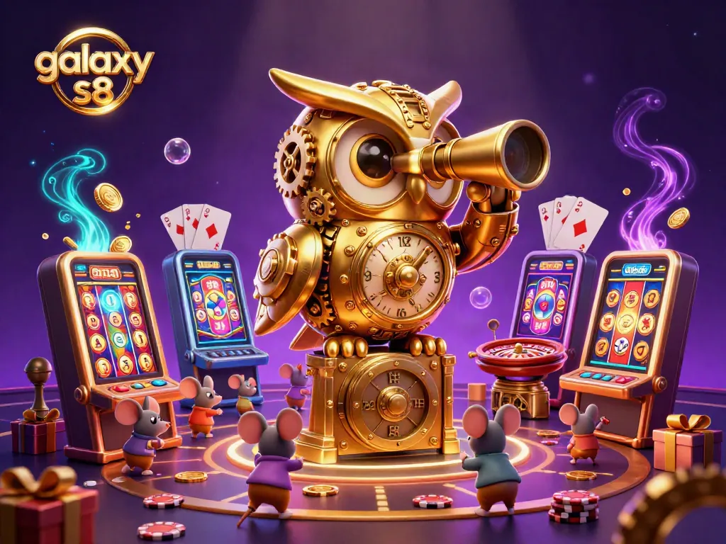 Engage in exciting slot games at galaxy s8 with vibrant casino elements and whimsical characters.
