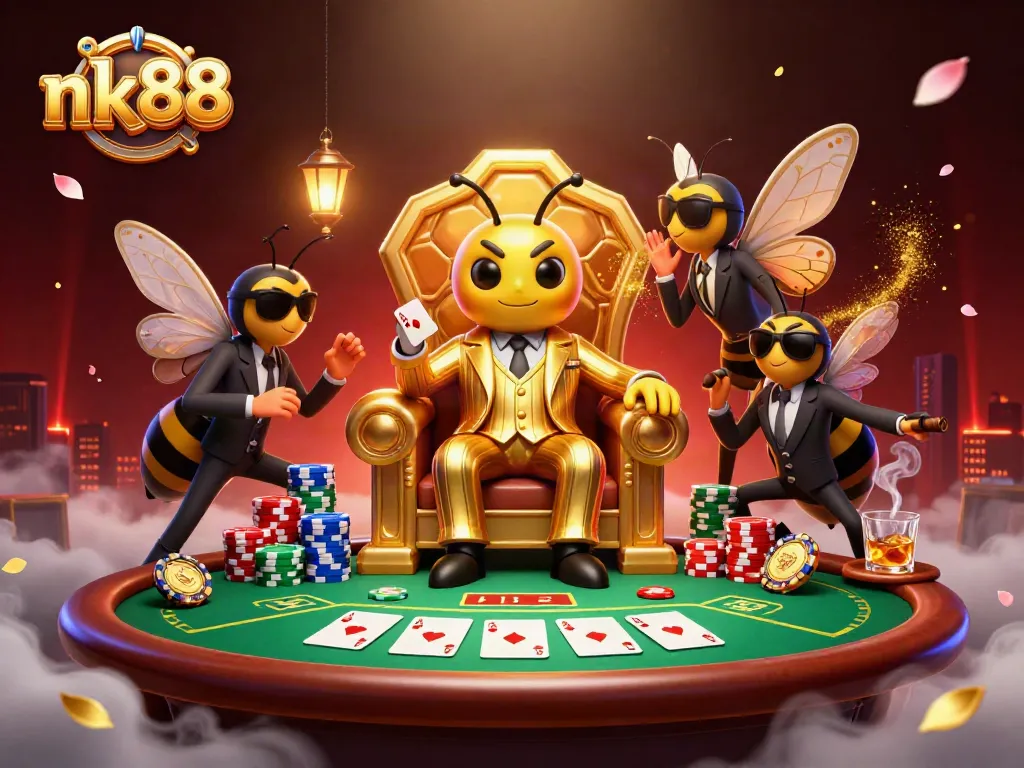 Engage in thrilling gameplay at nk88, featuring rich casino elements in a dynamic scene.