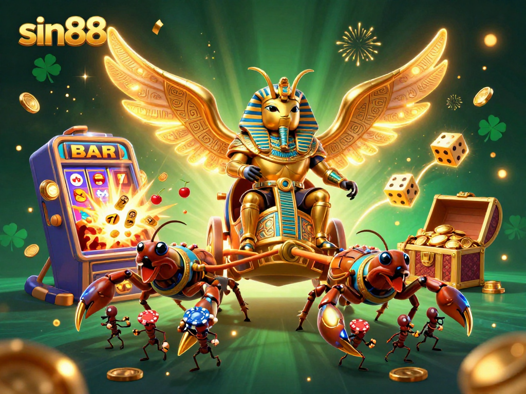 Spin to win with sin88 in a vibrant 3D casino scene with thrilling gaming elements.