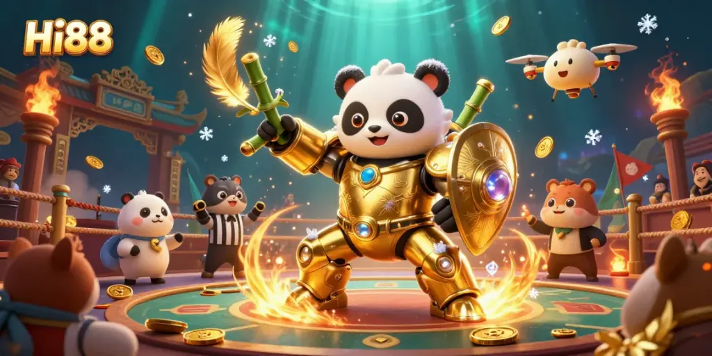 Experience thrilling sports betting with Hi88 in this dynamic, vibrant casino illustration.