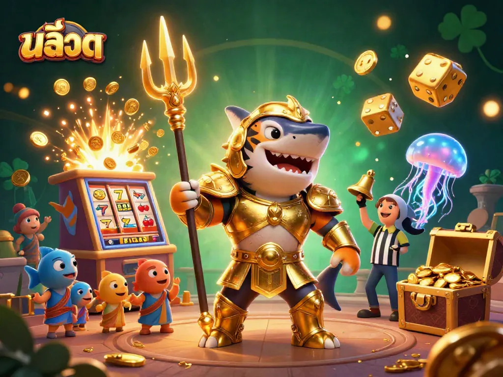 เล่นเกมสล็อต สล็อต ในโคลอสเซียมใต้น้ำที่มีสัญลักษณ์โชคดีและรางวัลทองคำ