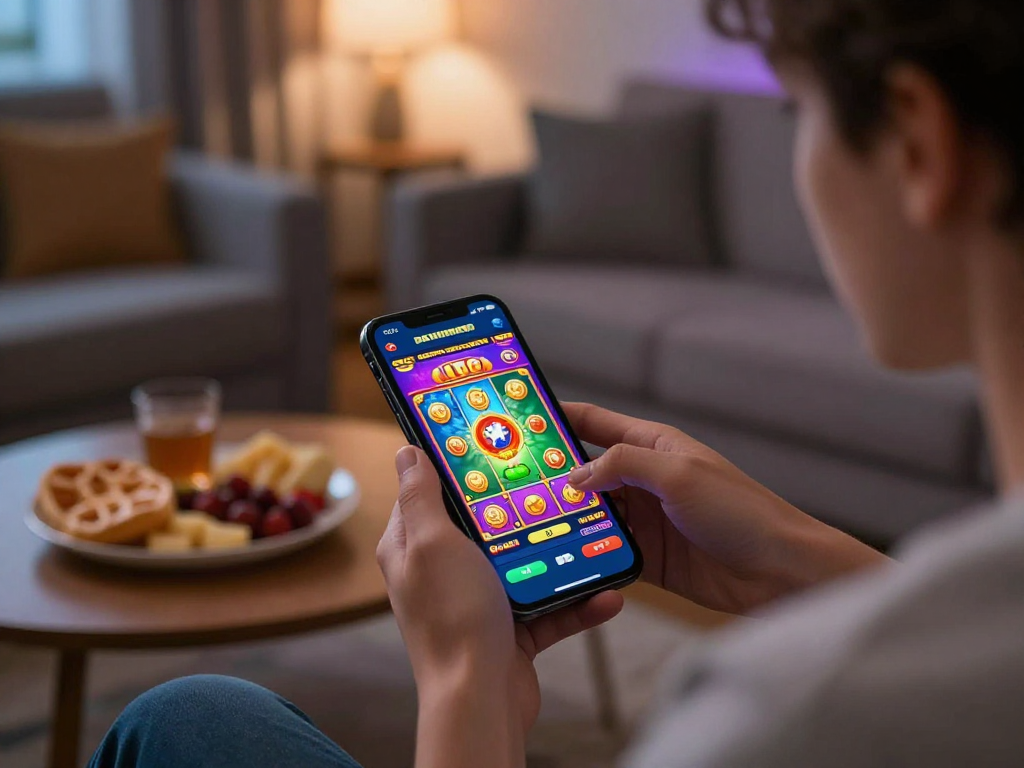 Menampilkan pengguna mengakses permainan di https://jandaslot88.com/ menggunakan perangkat mobile dengan suasana nyaman.