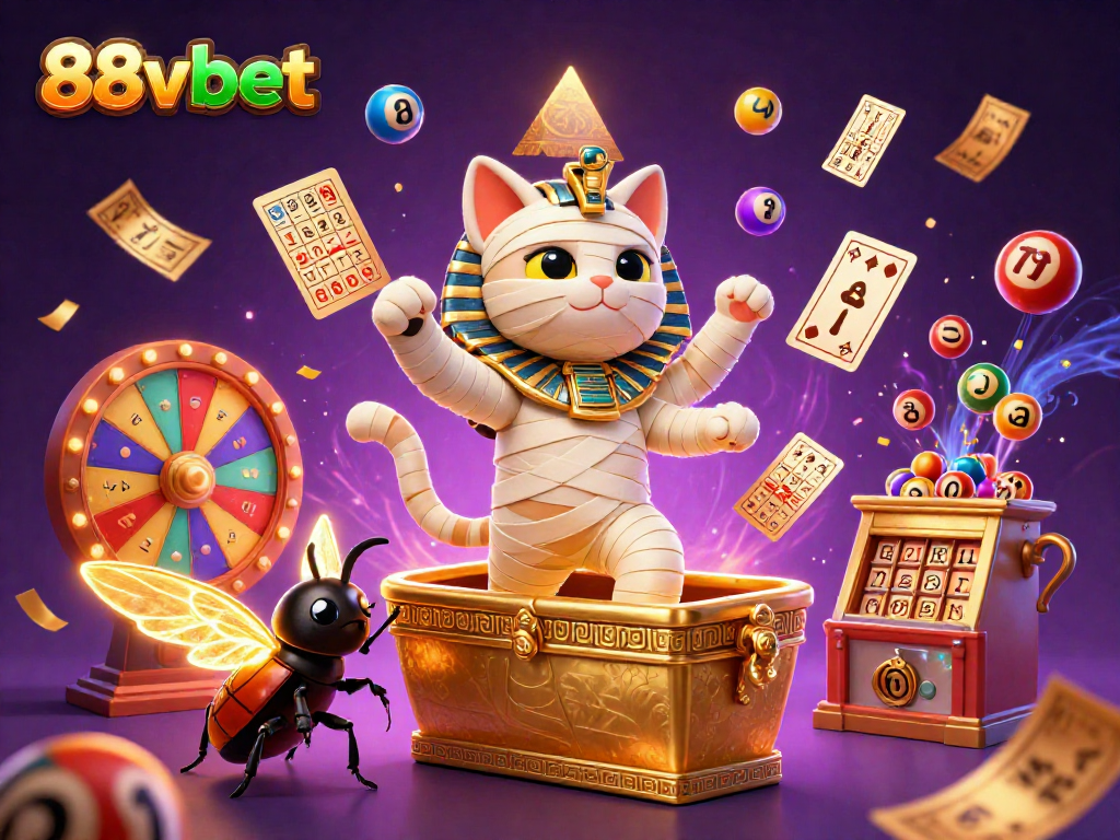 Experience the thrill of winning at 88vbet with a captivating pyramid casino scene featuring vibrant gaming elements.