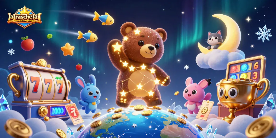 lafraschettadimastrogiorgio menarik pemain dengan ikon permainan slot yang berkilau dalam ilustrasi 3D.