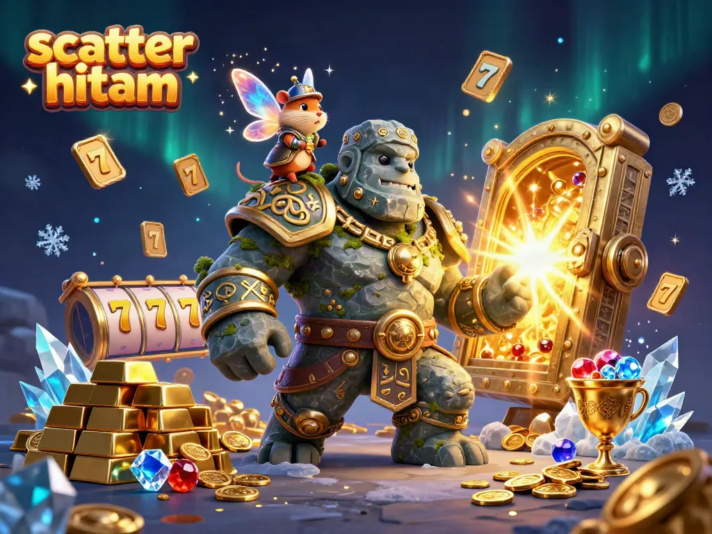 Experience thrilling wins with scatter hitam in a vibrant casino scene featuring magical characters and treasures.