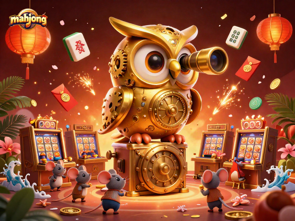 Engage with mahjong tiles in a vibrant, animated casino scene filled with charm and excitement.