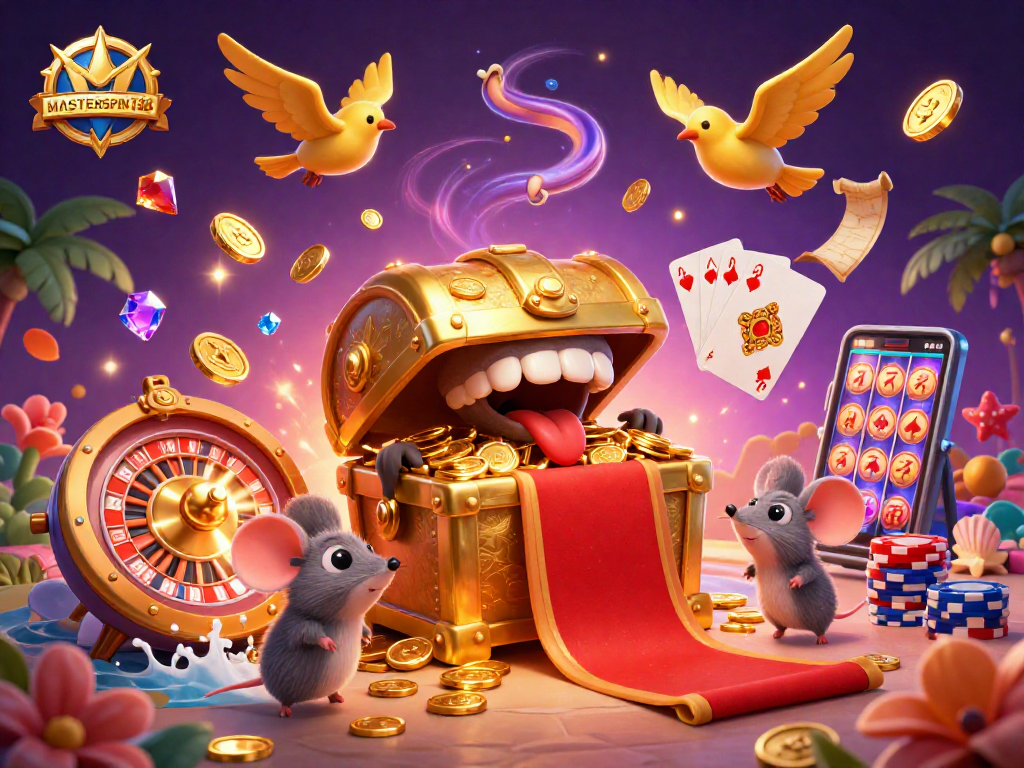 Masterspin188 captures the thrill of winning with a vibrant 3D casino illustration full of animated riches.