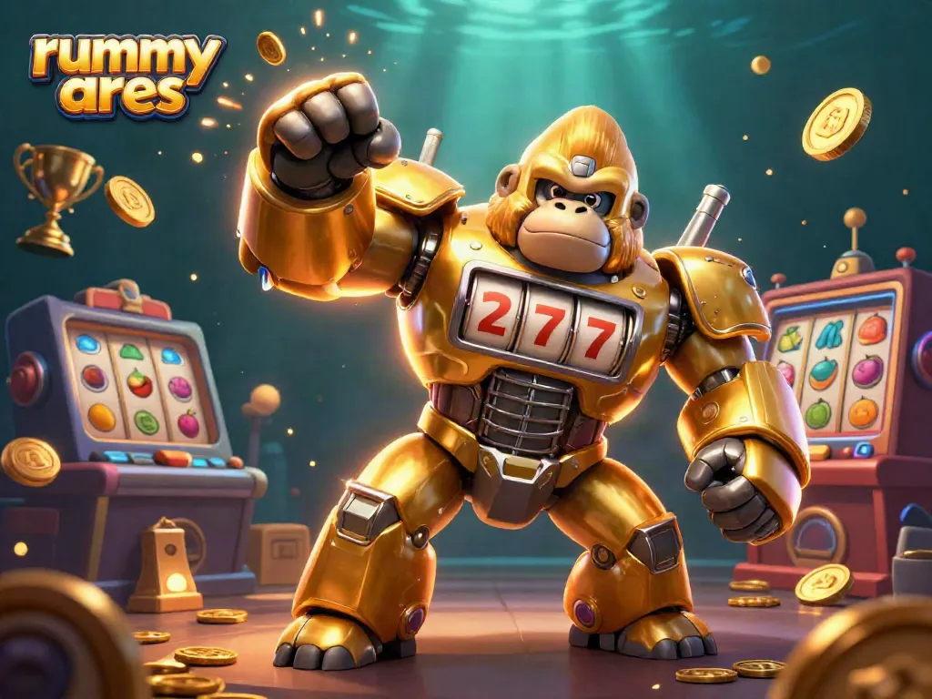 Experience exciting gameplay with Rummy Ares through a vibrant 3D illustration showcasing unique gaming features.