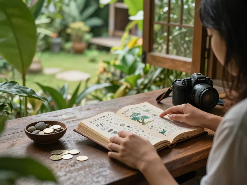 Menjelajahi makna mimpi dengan buku bukumimpi138 di lingkungan alam yang tenang.