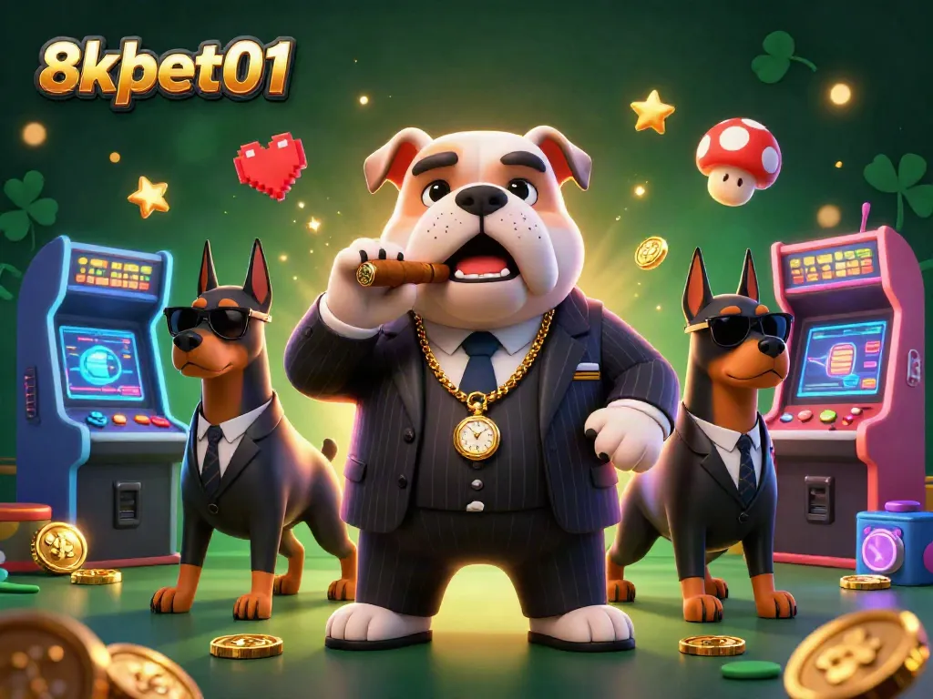 Engage in thrilling gaming at 8xbet01 with a lively scene of 3D characters amidst sparkling casino elements.