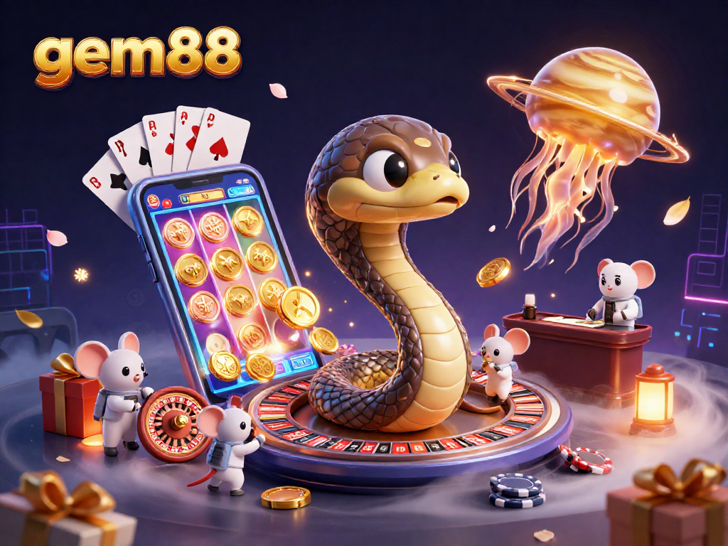 Experience thrilling bets with gem88 as astronaut mice play around a cosmic roulette wheel.