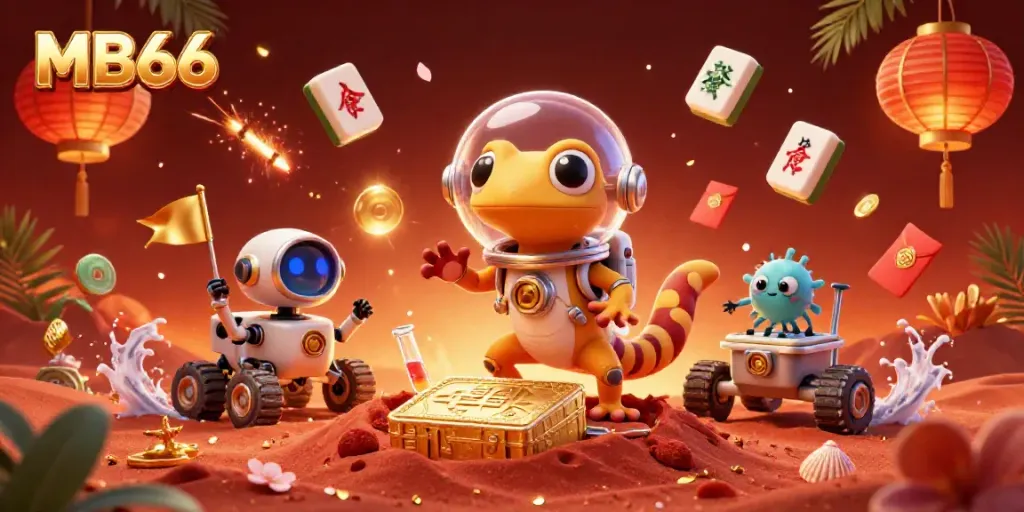 Experience thrilling moments at MB66 with a charming Martian gecko and casino treasures.