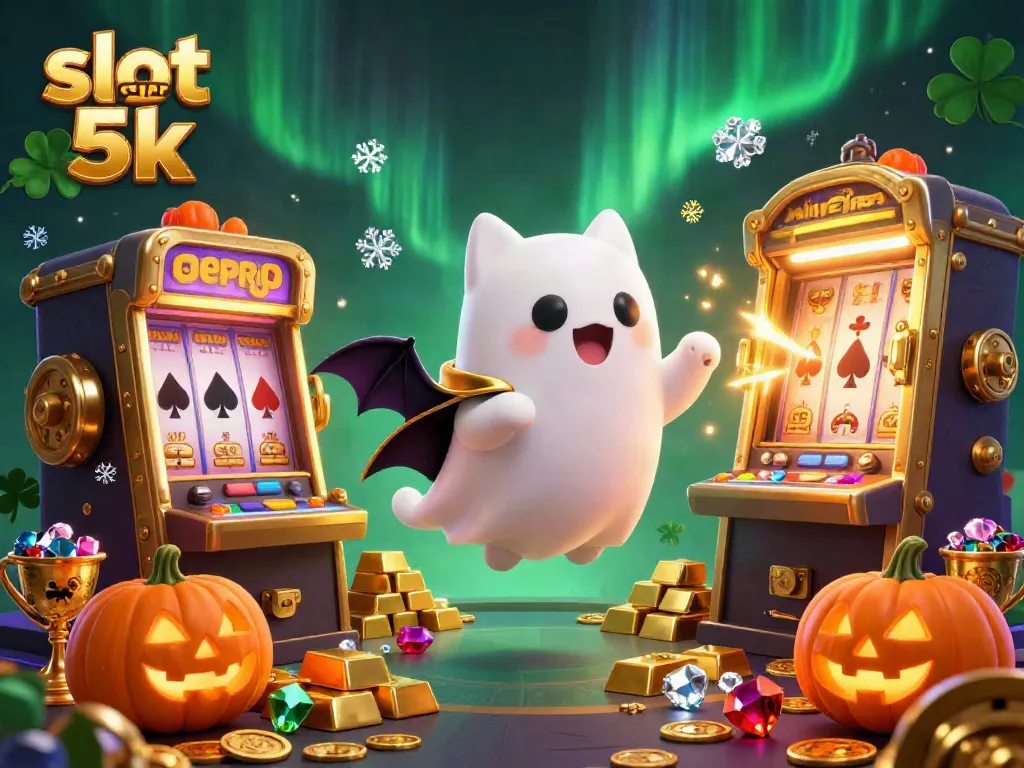 Experience fun winning opportunities at slot depo 5k in this vibrant Halloween casino scene.