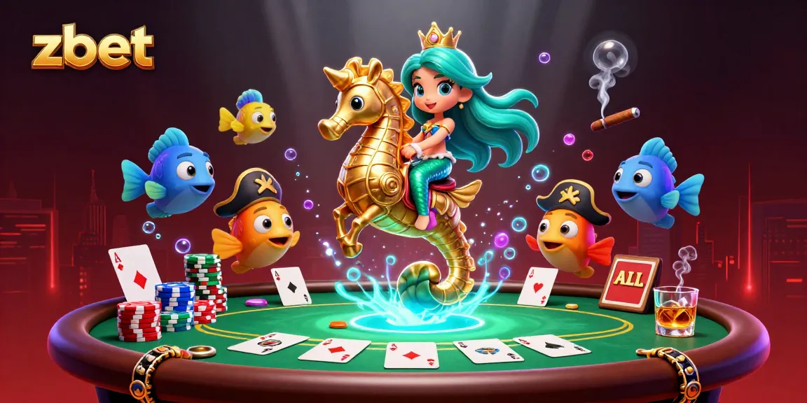 Zbet showcases an exciting underwater scene, where players enjoy poker with mermaid elements.