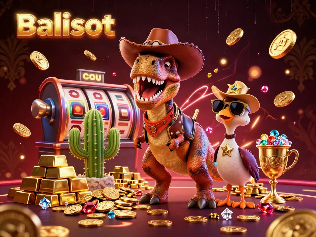 Experience the excitement of Balislot with a vibrant casino illustration featuring engaging characters and dynamic slot elements.