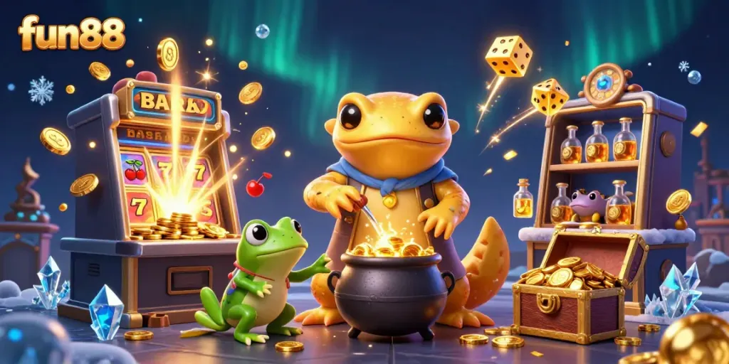 Experience fun88's magical casino adventure with golden characters and dynamic game elements.