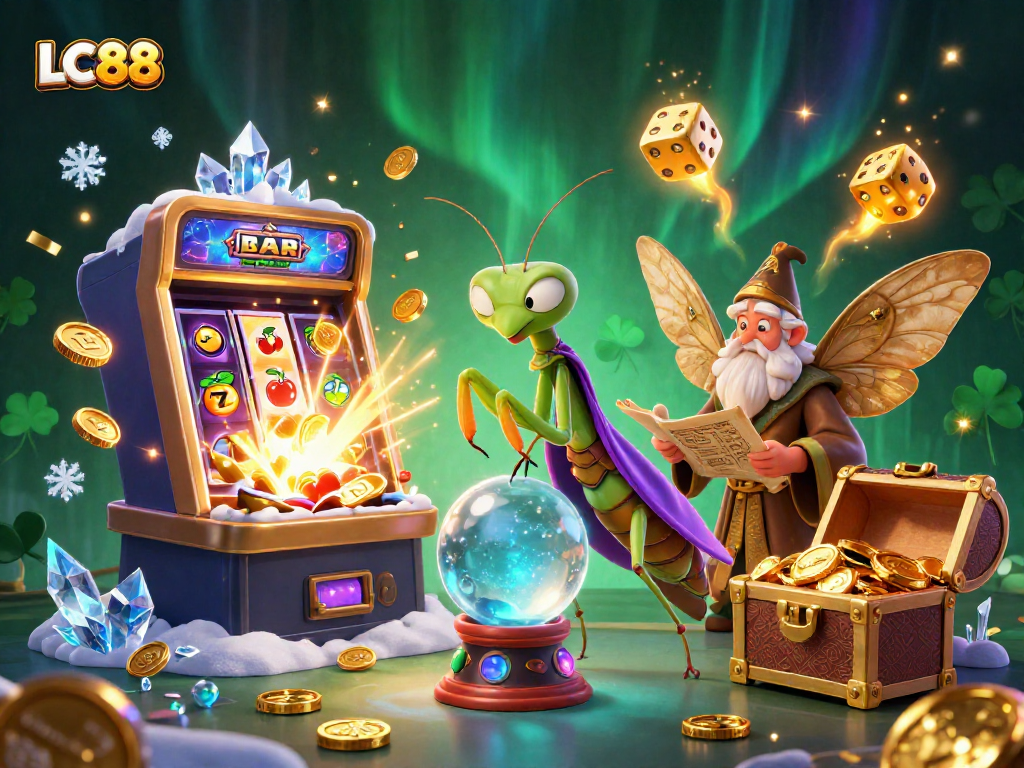 LC88 engages players with a vibrant array of colorful gambling elements in a mystical casino world.