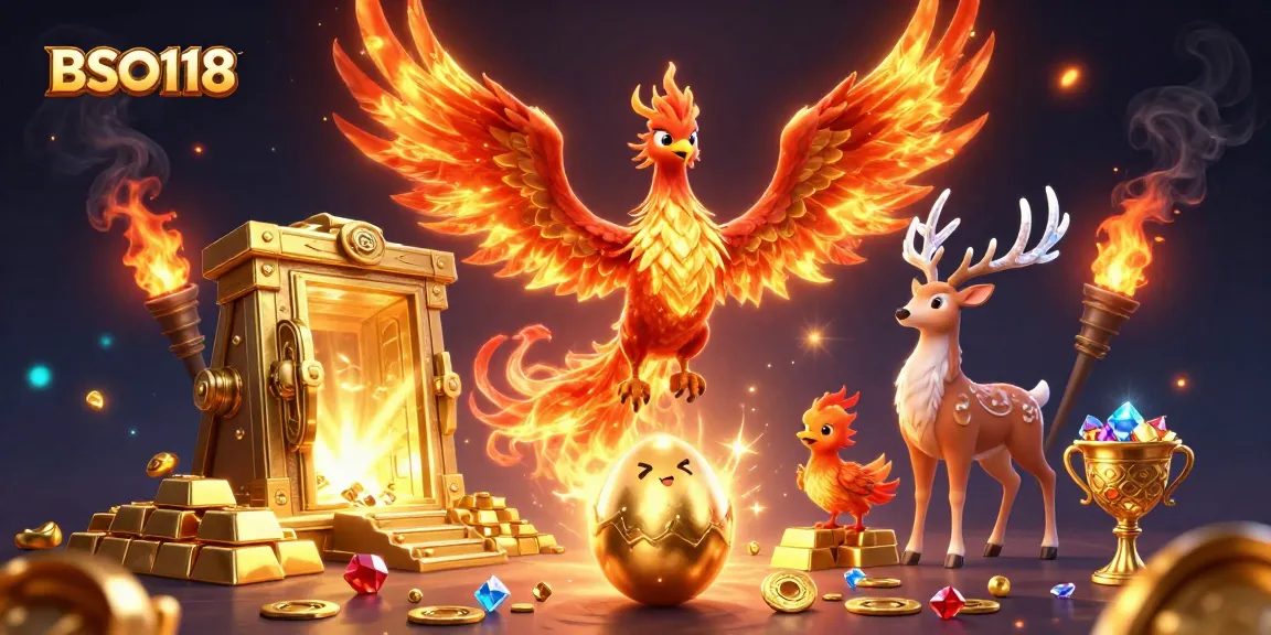 Engage in thrilling wins at BSO118 with the vibrant phoenix and casino treasures.