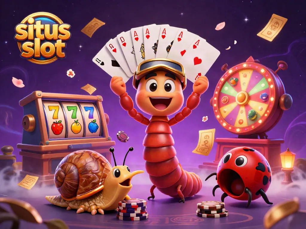 Slot gacor yang menggairahkan dengan dealer kartun menyerupai milipede dan simbol keberuntungan, menghiasi pengalaman permainan.