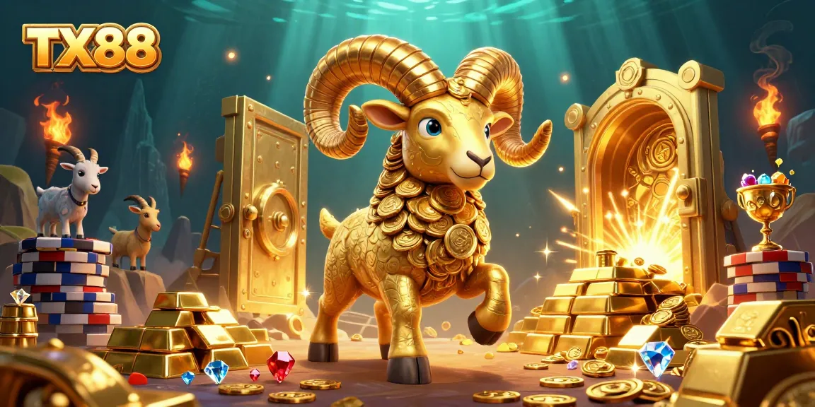 Engage in the lively TX88 casino atmosphere with golden treasures and energetic gameplay elements.
