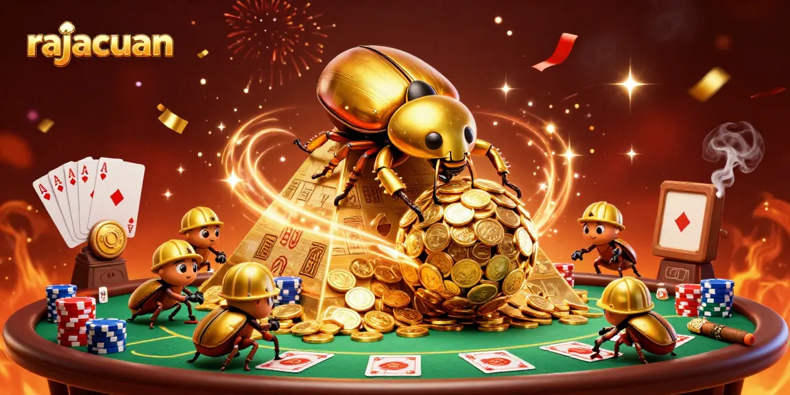 Engage in rajacuan-themed excitement with a 3D cartoon illustration showcasing casino elements.