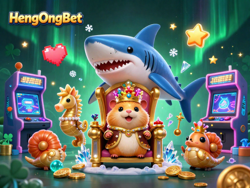Experience the excitement at HengOngBet with a vibrant 3D illustration of a whimsical casino scene.