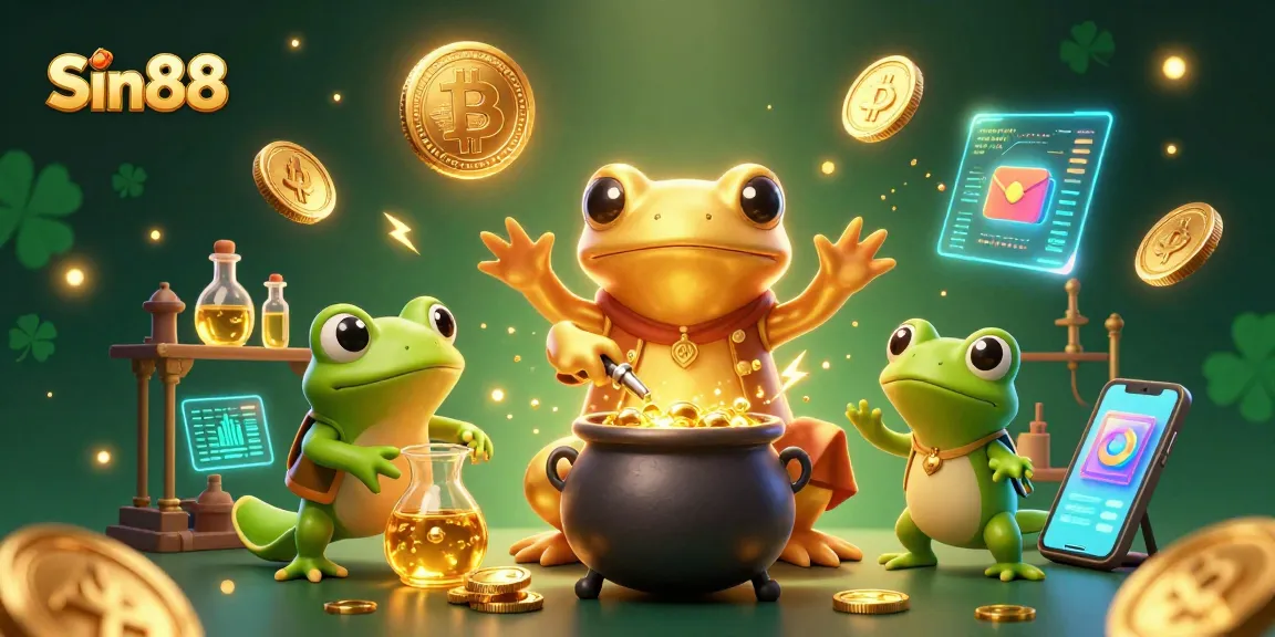 Experience thrilling gameplay at Sin88 while winning gold coins and jackpots in a vibrant 3D illustration.