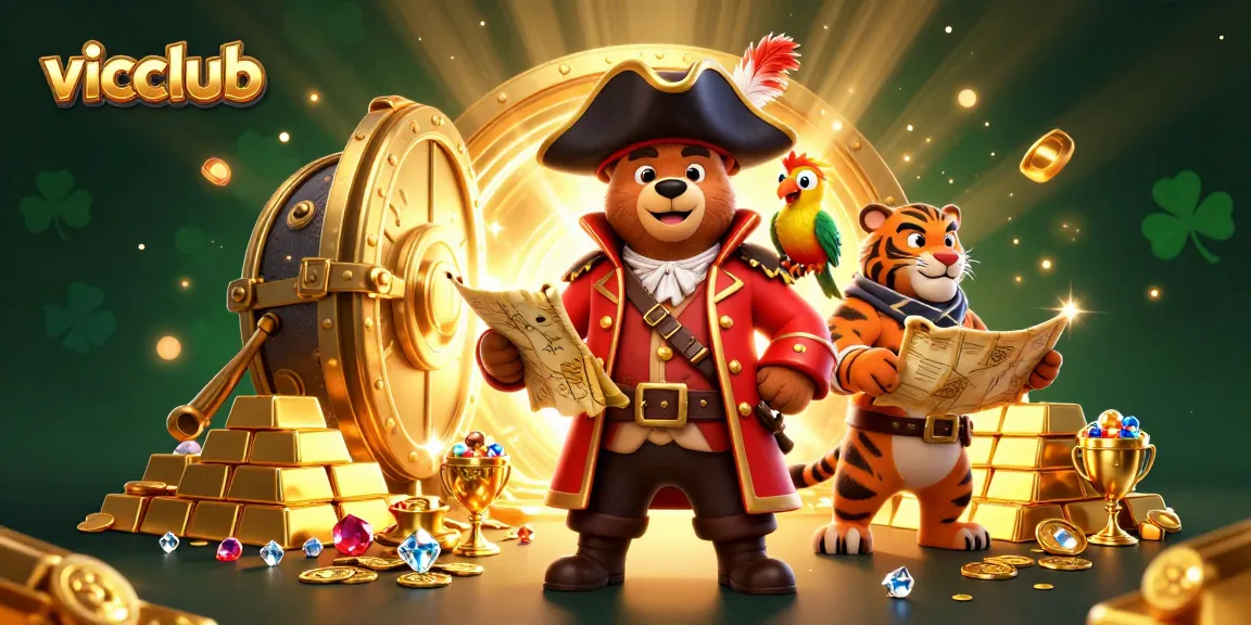 Experience the excitement at vicclub with a vibrant, treasure-filled pirate scene.