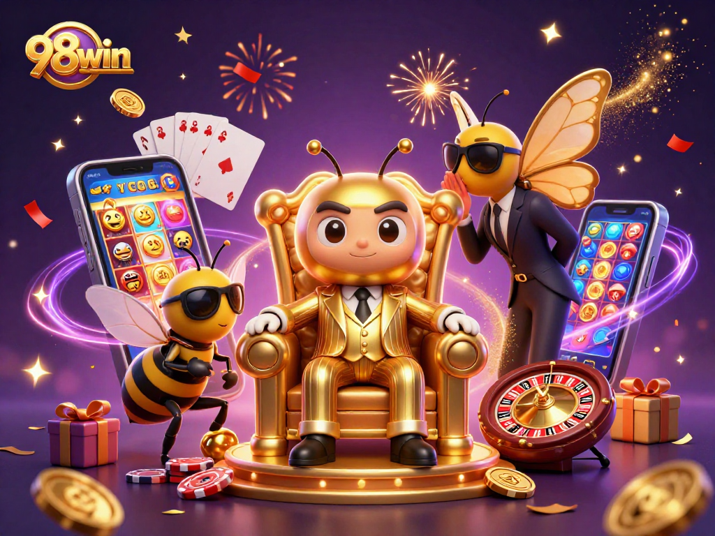Experience thrilling gaming adventures with 98win in a vibrant casino scene filled with excitement!