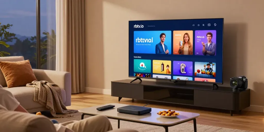 Enjoying streaming content on rbtv.io in a cozy living room setting with snacks and technology.