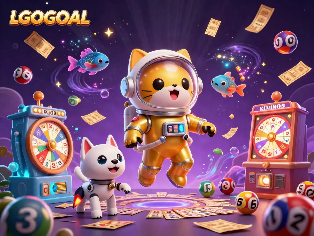 Experience LGOGOAL's immersive gaming world with vibrant characters and dynamic lottery elements.