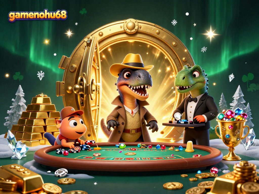 Capture thrilling moments at gamenohu68 with a velociraptor card counter and treasures in sight.