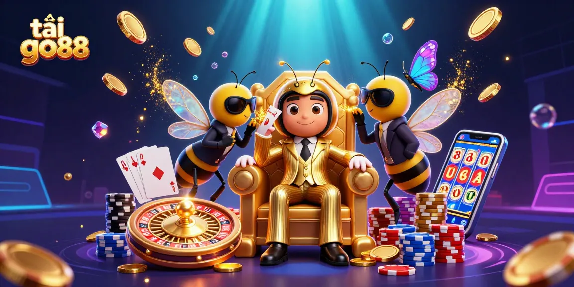 Win big with tải go88 in an exciting 3D casino scene featuring buzzing characters and vibrant gambling elements.