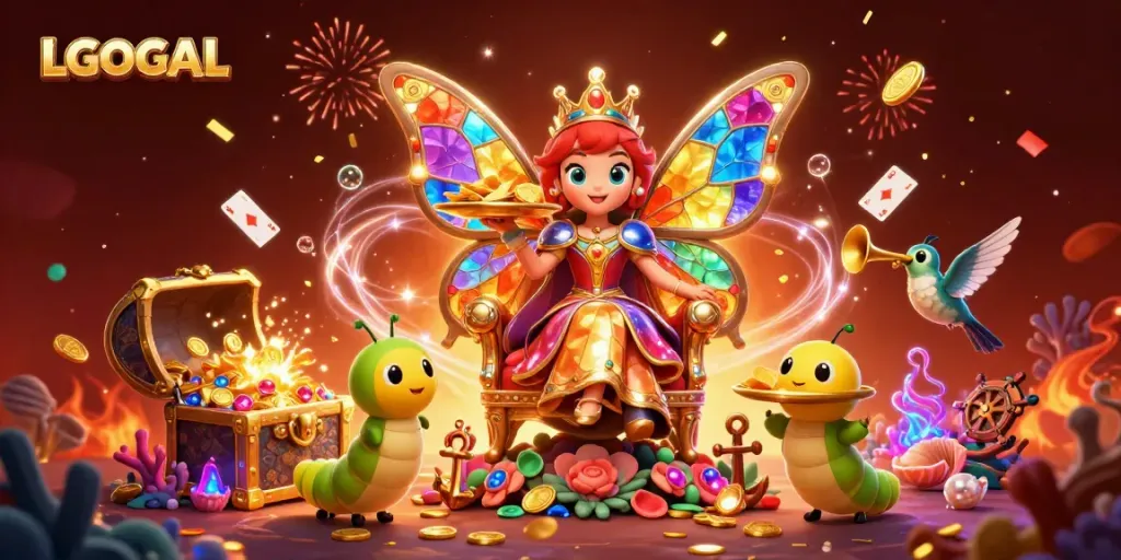 Experience thrilling wins with LGOGOAL in this vibrant casino-themed 3D illustration.